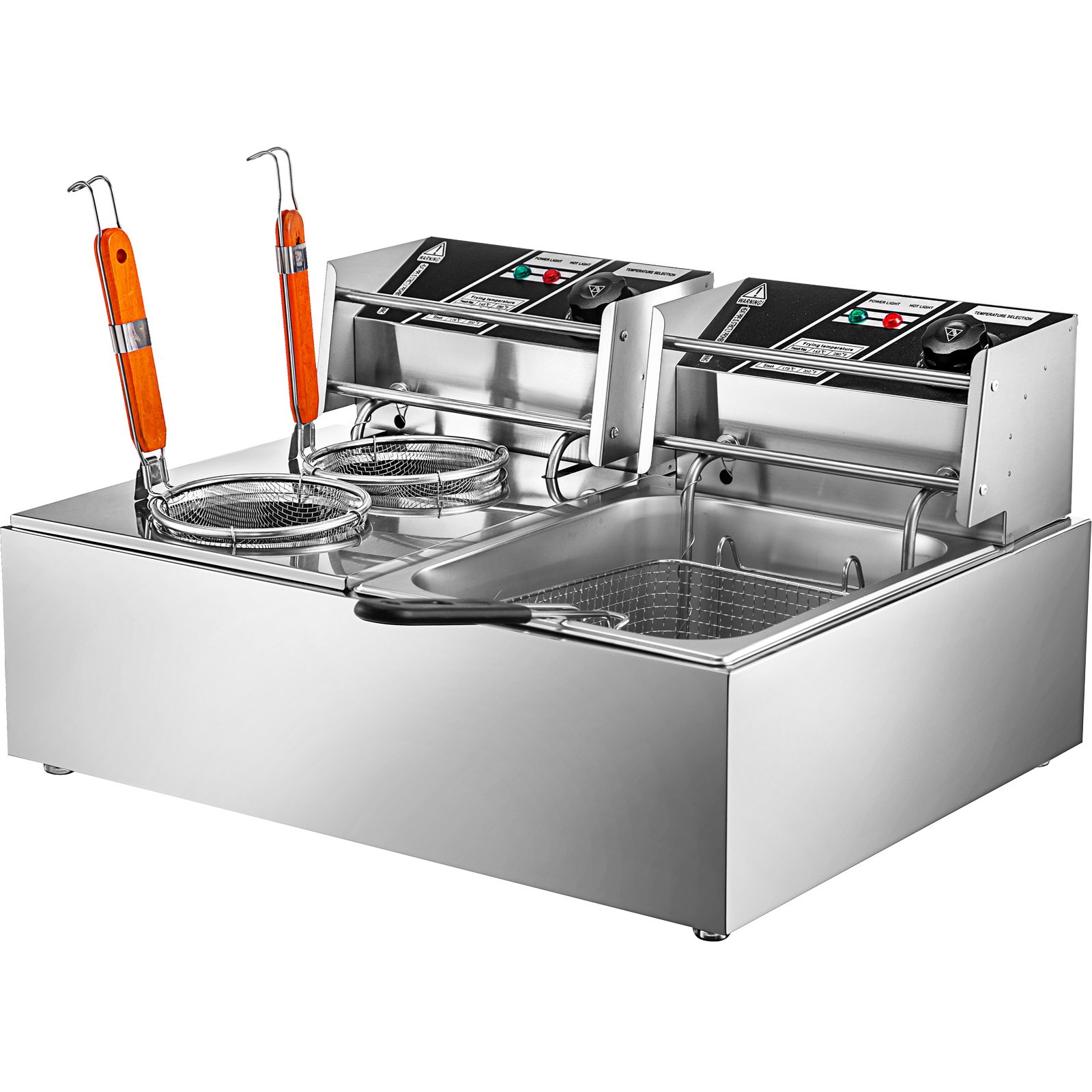 Vevor Friteuse 20 Liter, Elektrische Friteuse, Dubbele Pan Friteuse Rvs 60-200 ℃