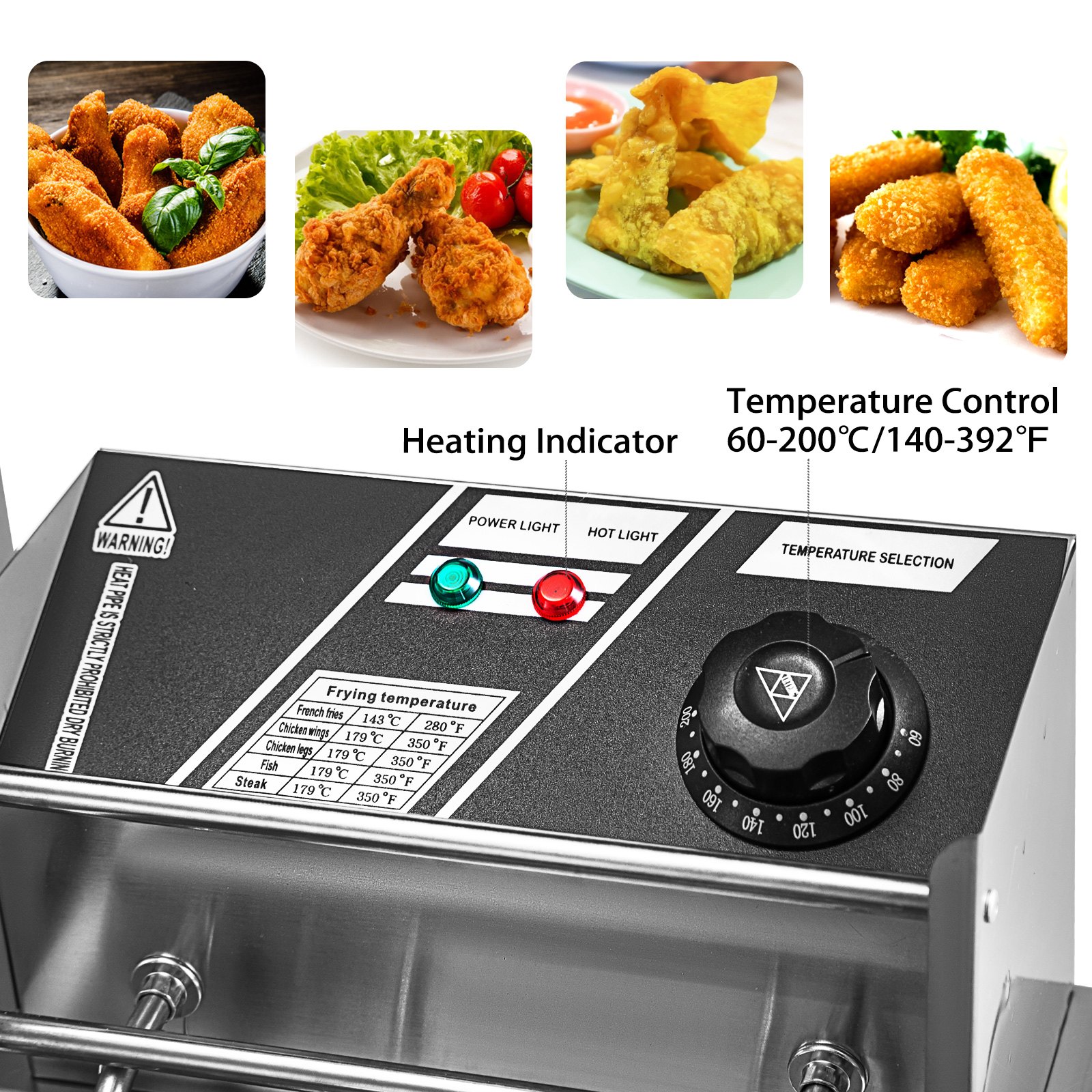 Vevor Friteuse 20 Liter, Elektrische Friteuse, Dubbele Pan Friteuse Rvs 60-200 ℃