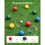 VEVOR Bocce Ball Set, 90 mm, with 8 Resin Balls, Pallino, Carrying Bag and Measuring Rope, Red/Green/Blue/Yellow 4 Colors, for 2 to 8 Players, Bocce Ball Game Set for Beach, Lawn, Family Backyard