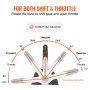 VEVOR boat throttle control demonstrating shift and throttle positions with angles and friction adjustment.