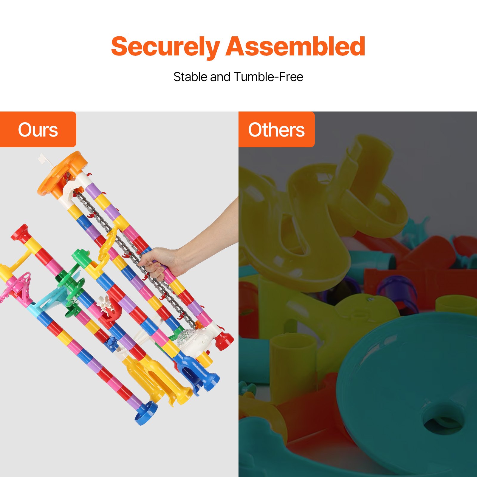 VEVOR 230-delige knikkerbaanset met gemotoriseerde lift, met 15 plastic knikkers, knikkerdoolhof-bouwstenenpuzzelspel, educatief leerzaam racebaan-STEM-speelgoed, voor kinderen vanaf 3 jaar