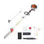 VEVOR Gas Pole Saw, 52CC 2 Stroke Gas Powered Pole Saws with 14 in Cutting Bar, Cordless Tree Trimmer with 30 fl.oz Fuel Tank, 7.2 to 10 ft Extendable, Powerful Chainsaw for Tree Trimming Pruning