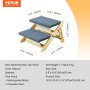 VEVOR wood pet stairs, natural pine wood, grey steps, dimensions 18.5"x18.5"x11.8", model zd-19-02.