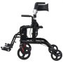VEVOR 2-in-1 Rollator Walker & Transport Chair for Seniors, Foldable Rolling Walker Wheelchair, Lightweight Aluminum Mobility Walking Aid with Solid PVC Wheels, Cup & Cane Holder - Supports 300LBS