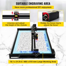 VEVOR Laser Engraving Machines Working Area 460 x 810 mm Engraving Machine, 0.02 mm Laser Engraver, 450 nm Engraving Milling, Laser Engraving 6 W Cutting Machine, 6000 mm / min Suitable for Wood, Metal, Acrylic