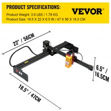 VEVOR Laser Engraving Machine Working Area 270 x 440 mm Engraving Device, 0.02 mm Laser Engraver, 450 nm Engraving Milling, Laser Engraving 5.5 W Cutting Machine, 6000 mm / min Suitable for Wood, Metal, Acrylic