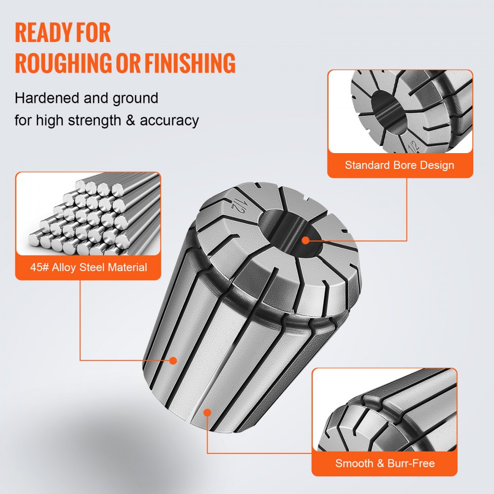 VEVOR 25-delige ER32-spantangset, 1/16-13/16"/1,6-20,6 mm, ER32-veerspantangset, 0,0006"/15 μm TIR-draaibankklauw voor CNC-graveermachine, freesmachine, draaibank en boormachine