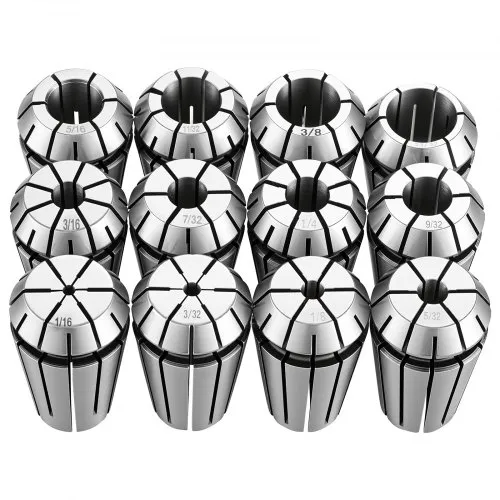 VEVOR ER16 spantangenset 12-delige set van 1/16 inch tot 13/32 inch, voor CNC-frees- en boormachines, nauwkeurigheid van 0,0008 inch, CNC-spantangen met opbergkoffer, gelegeerd staal