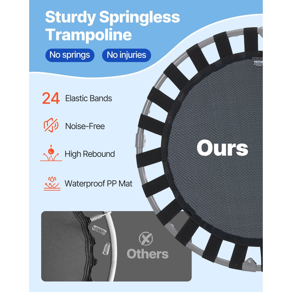 VEVOR Kindertrampoline Buitentrampoline 91,44 cm Opvouwbare trampoline met handgreep, Rebounder trampoline Tuintrampoline voor peuters, Verjaardagscadeau voor kinderen vanaf 3 jaar 100 kg draagvermogen Rood