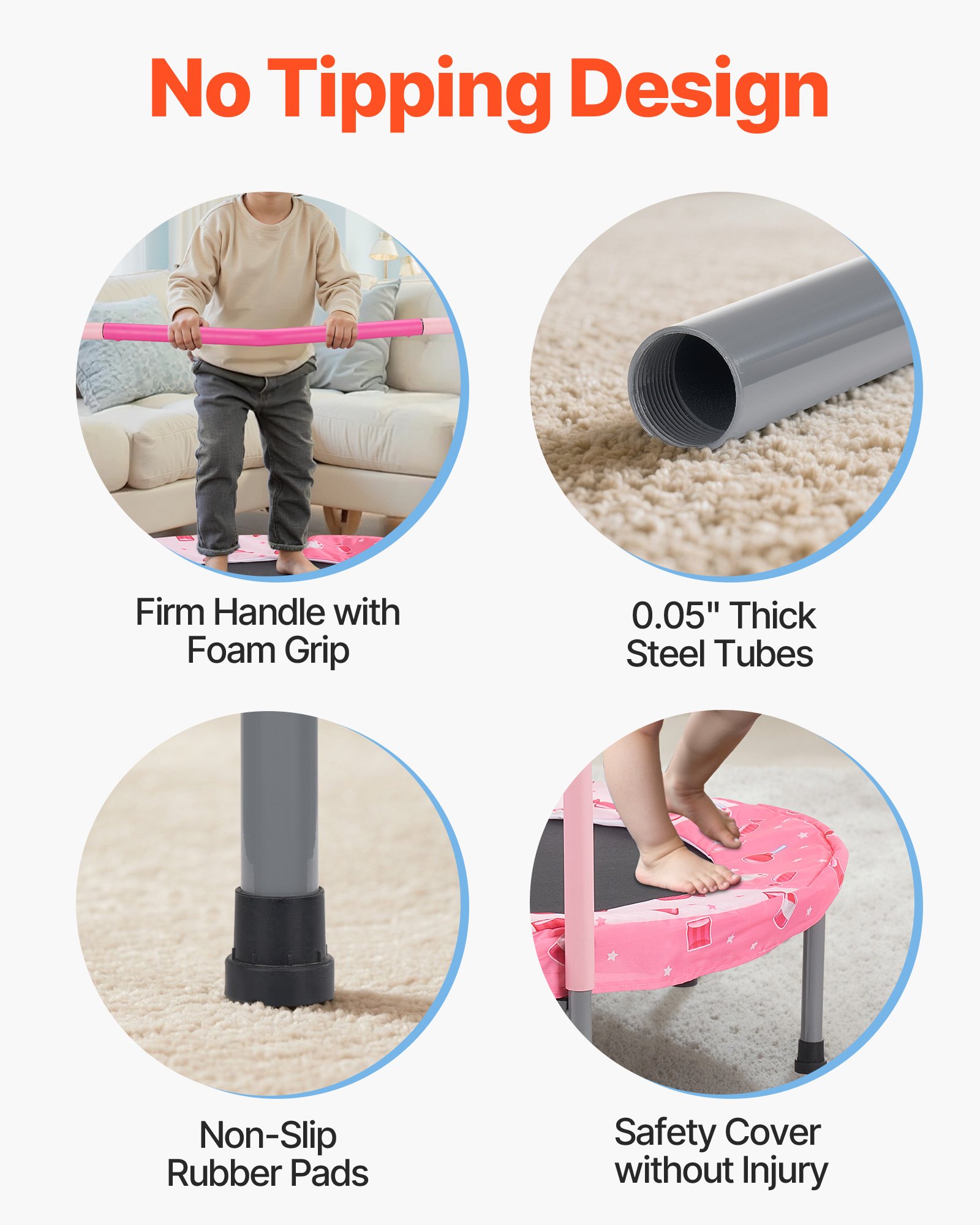 VEVOR 36" Kids Trampoline, 3FT Indoor Outdoor Trampoline, Foldable Mini Trampoline with Handle, Rebounder Trampoline for Toddlers, Birthday Gift for 3+ Years Children, Boys Girls for Fun, Red