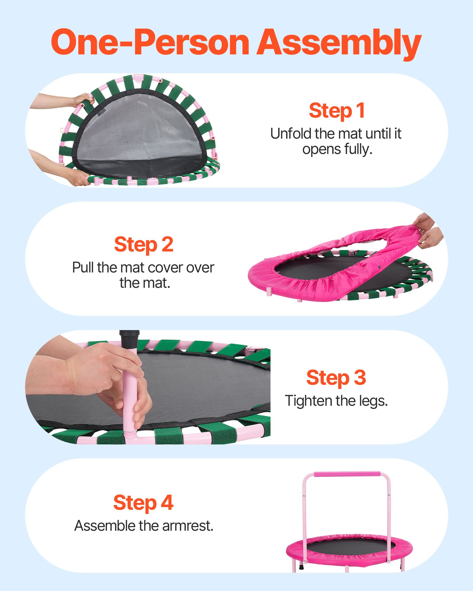 VEVOR Kindertrampoline Buitentrampoline 91,44 cm Opvouwbare trampoline met handgreep, Rebounder trampoline Tuintrampoline voor peuters, Verjaardagscadeau voor kinderen vanaf 3 jaar 100 kg draagvermogen Roze