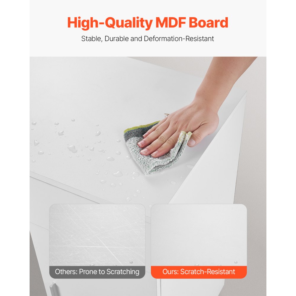 VEVOR Small Desk with Drawer, Kids Desk for Bedroom, Wooden Simple Study Table for Drawing, Reading, Writing, Rectangle MDF Study Storage Table with Adjustable Shelf for Home, Office, White