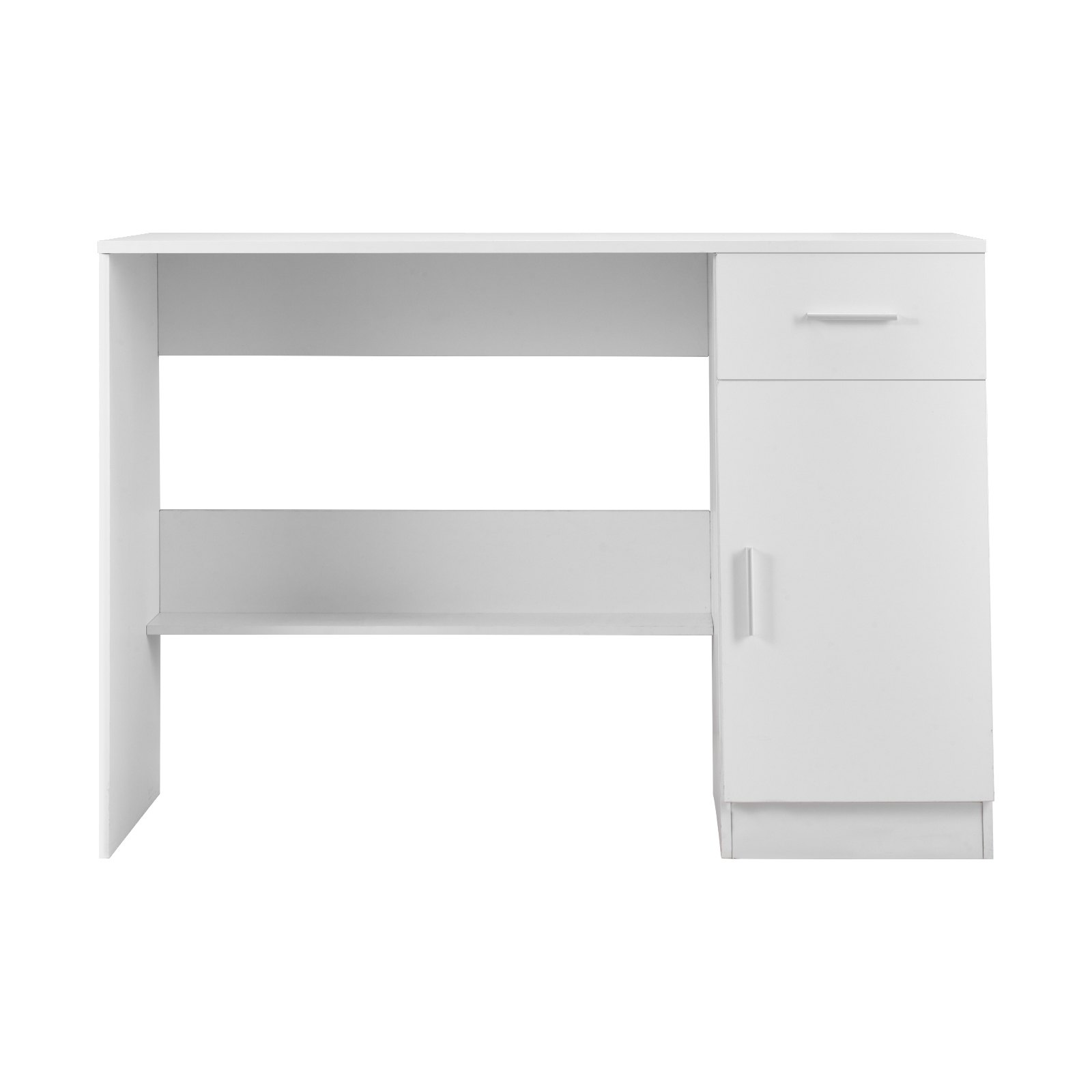 VEVOR Small Desk with Drawer, Kids Desk for Bedroom, Wooden Simple Study Table for Drawing, Reading, Writing, Rectangle MDF Study Storage Table with Adjustable Shelf for Home, Office, White