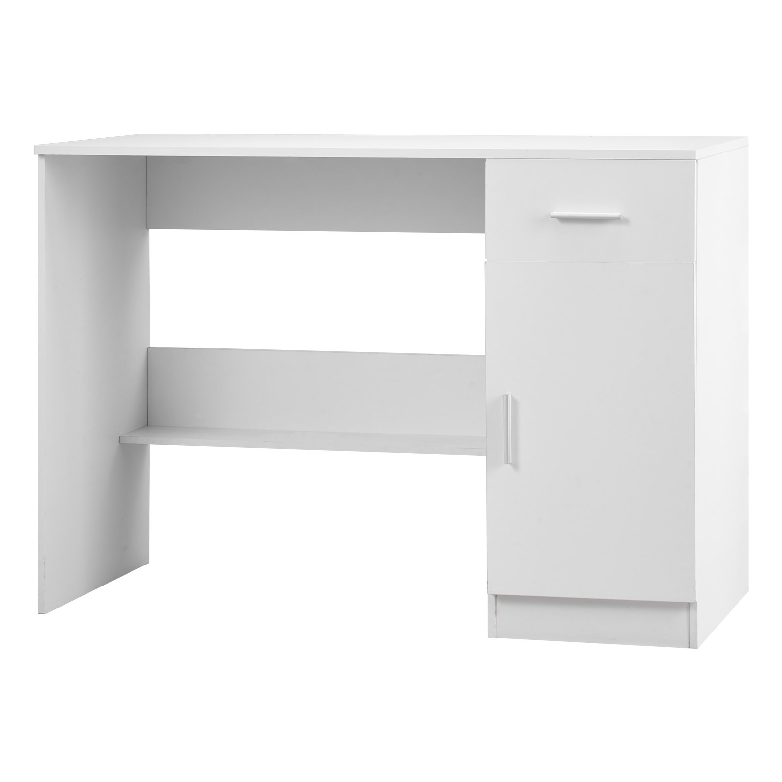 VEVOR Small Desk with Drawer, Kids Desk for Bedroom, Wooden Simple Study Table for Drawing, Reading, Writing, Rectangle MDF Study Storage Table with Adjustable Shelf for Home, Office, White