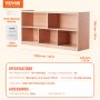 VEVOR storage shelf details, mahogany and aspen wood, 20 compartments, 1220x330x760mm, comes with manual.