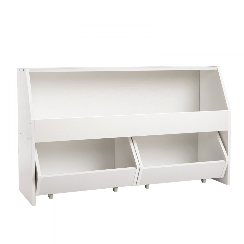 VEVOR Houten kinderboekenkast met opbergruimte, speelgoedkast met 2 mobiele lades, speelgoedopbergkast, speelgoedplank voor slaapkamer, kinderkamer, woonkamer, wit