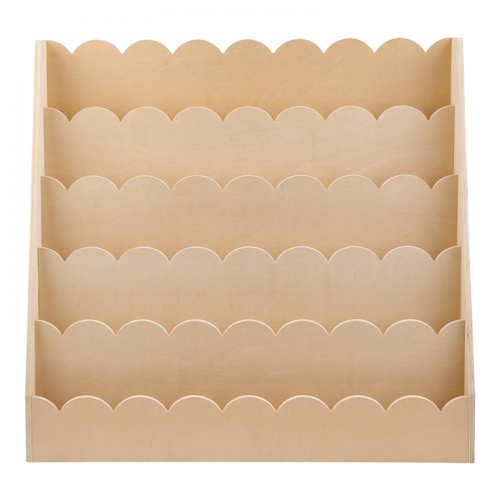 VEVOR Montessori Boekenplank 5-laags Kinderboekenplank met Gegolfde Rand, Boekenplank aan de Voorkant met Dubbele Haken, Babyboekenplank Kinderkamerplank voor Kleuterschool Kleuterschool