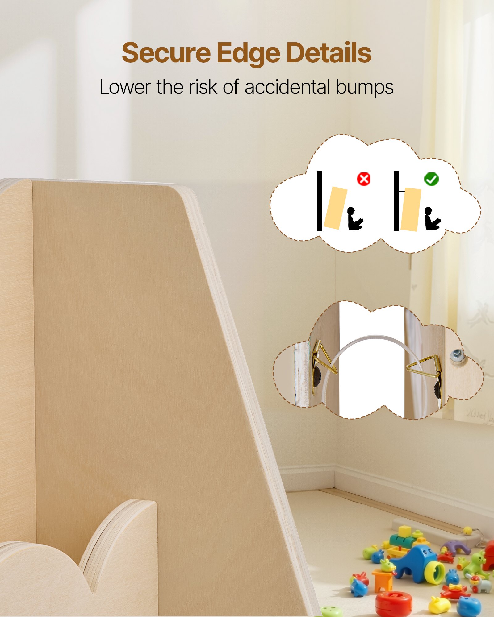 VEVOR Montessori Boekenplank 5-laags Kinderboekenplank met Gegolfde Rand, Boekenplank aan de Voorkant met Dubbele Haken, Babyboekenplank Kinderkamerplank voor Kleuterschool Kleuterschool