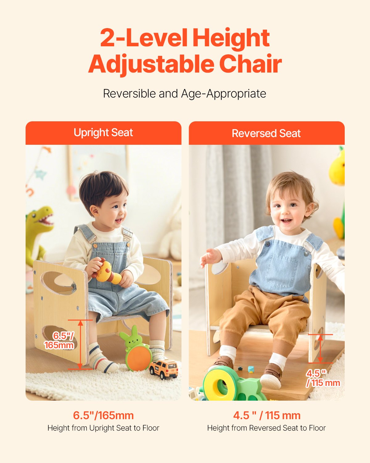 VEVOR Montessori Tafelstoelenset Peutertafelset (1 Tafel + 1 Stoel) Gemaakt van Hout voor 1-5 Jaar Ouden, In Hoogte Verstelbare Activiteitentafel Speeltafel voor Kinderen, Ideaal om te Lezen, Eten, Spelen - Natuurlijk