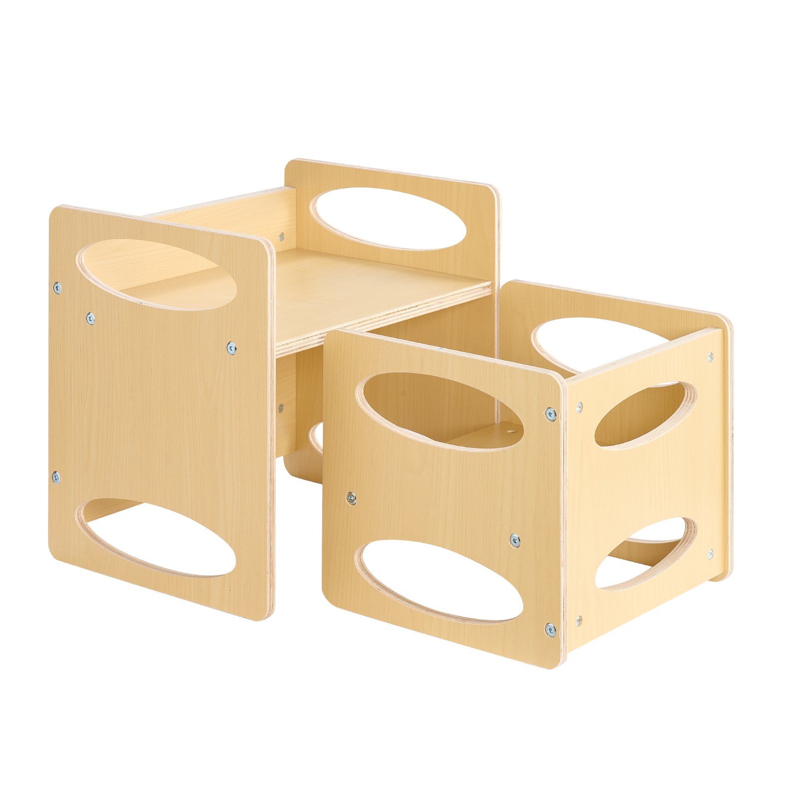 VEVOR Montessori Tafelstoelenset Peutertafelset (1 Tafel + 1 Stoel) Gemaakt van Hout voor 1-5 Jaar Ouden, In Hoogte Verstelbare Activiteitentafel Speeltafel voor Kinderen, Ideaal om te Lezen, Eten, Spelen - Natuurlijk