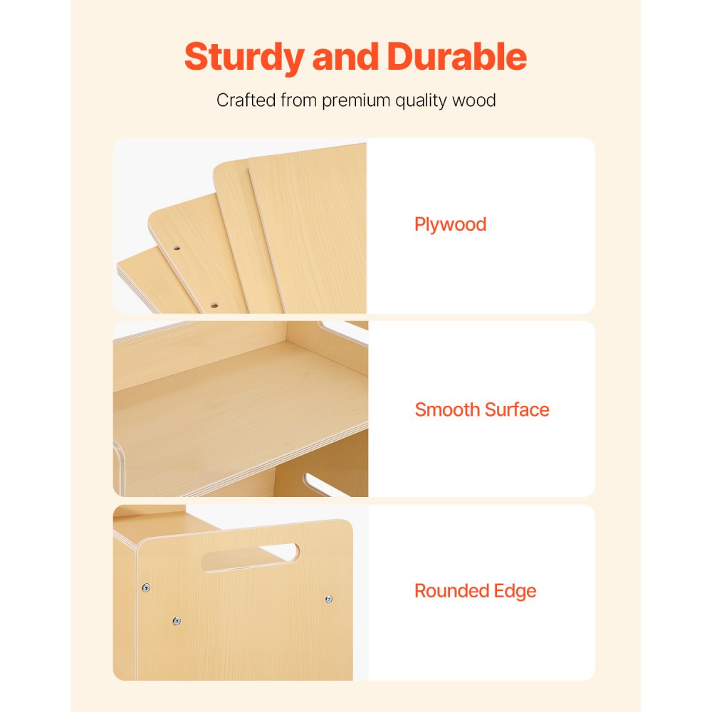 VEVOR Montessori tafel- en stoelset voor peuters (1 tafel + 2 stoelen) van hout voor kinderen van 1 tot 5 jaar, in hoogte verstelbare kinderstoel, activiteitentafel, speeltafel, ideaal om te lezen, eten, spelen - natuurlijk