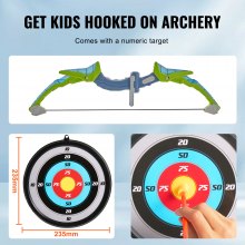 VEVOR Kids Bow and Arrow Set LED Light Up Archery Kit 2 Pack 20 Arrows 2 Targets