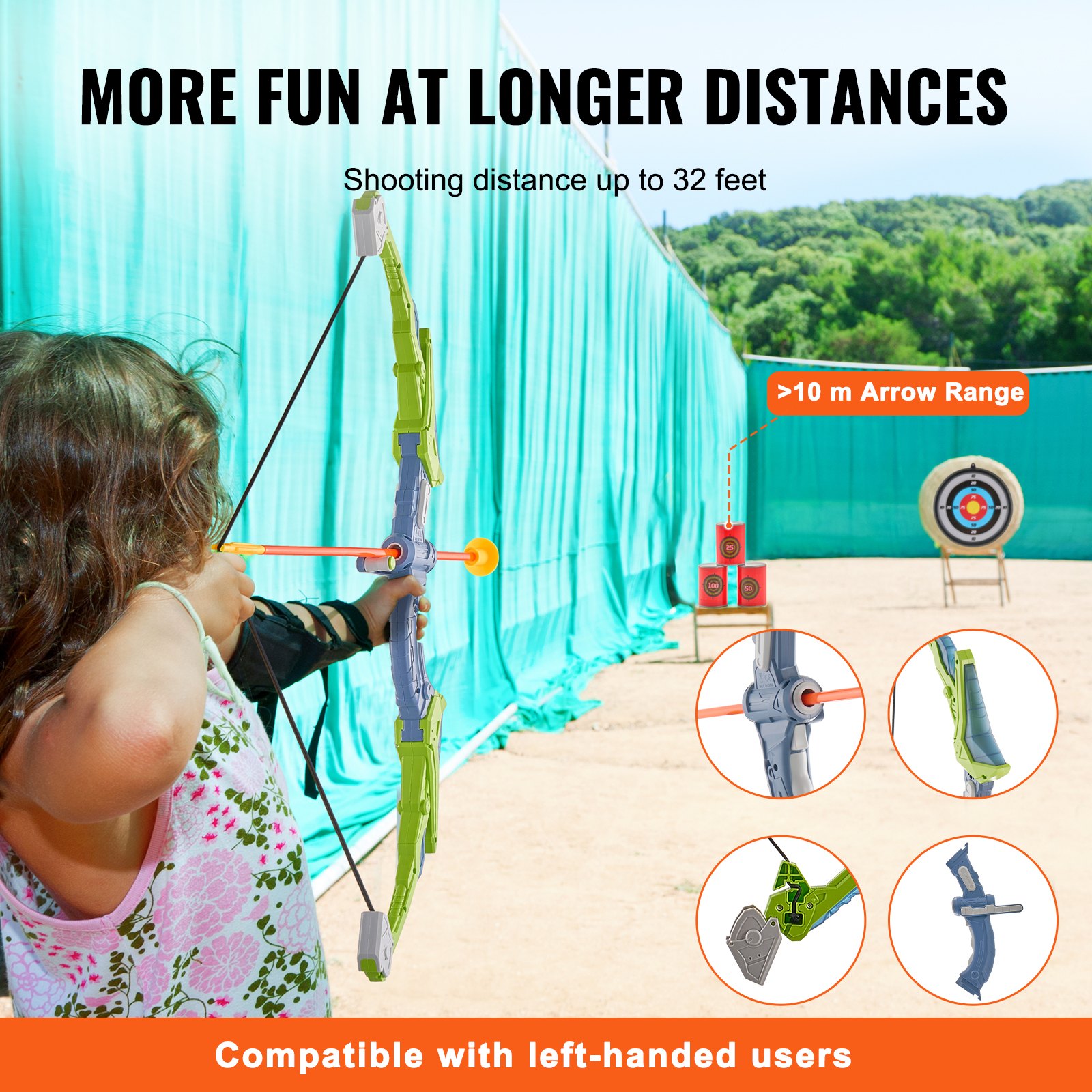 VEVOR Kids Bow and Arrow Set LED Light Up Archery Kit 2 Pack 20 Arrows 2 Targets