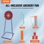 VEVOR kids bow and arrow set includes a standing target, bow, quiver, arrows, and target cans.