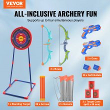 VEVOR Kids Bow and Arrow Set LED Light Up Archery Kit 2 Pack 20 Arrows 2 Guns