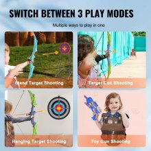 VEVOR Kids Bow and Arrow Set LED Light Up Archery Kit 2 Pack 20 Arrows 2 Guns