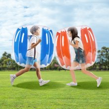 VEVOR opblaasbare bumperballen, 2 stuks, 0,9 m ballen kinderen en tieners, PVC bumper-bumperbal voor buitenteamspellen, buitenspeelgoed voor speeltuin, tuin, rode strepen + blauwe strepen