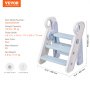 VEVOR children's step stool 68kg weight capacity step stool 490x420x600mm stool PE material anti-slip padding bathroom stool 3 on 2 steps learning tower foldable children's stool step stool children's stool