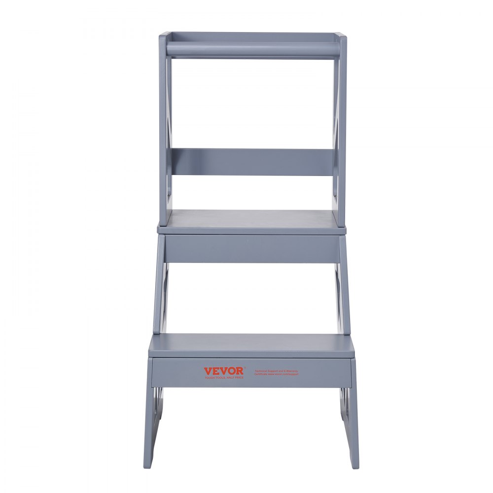 VEVOR opstapje kinderen 68 kg draagvermogen opstapje 864 × 389 x 486 mm krukje grenenhout 465 mm platformhoogte 246 mm pedaalhoogte leertoren kinderkrukje opstapje kinderkrukje grijs