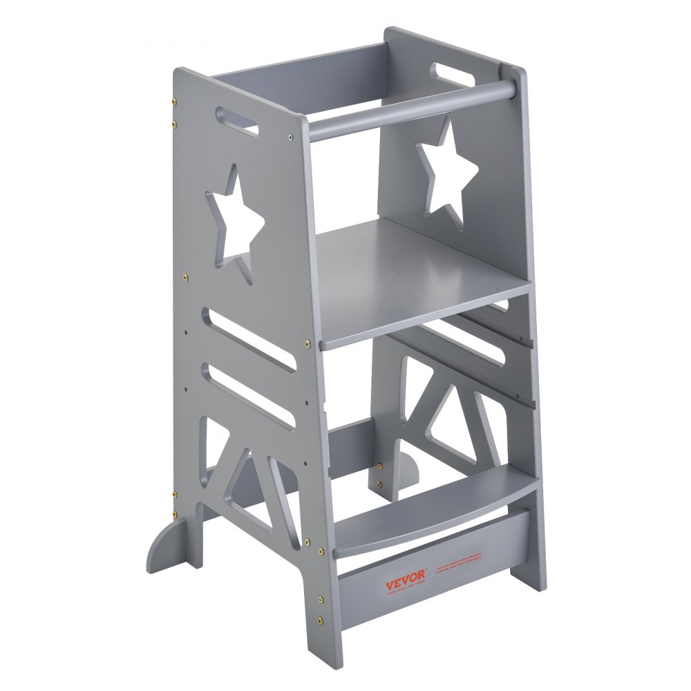 VEVOR children's step stool 158.9 kg weight capacity step stool 844 x 553 x 482 mm stool bamboo bathroom stool height adjustable from 328 to 520 mm learning tower children's stool step stool children's stool