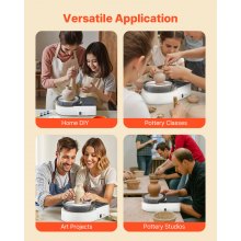 VEVOR Mini Pottenbakkersschijfmachine Elektrisch 158mm Kleischijf voor Kinderen Wit