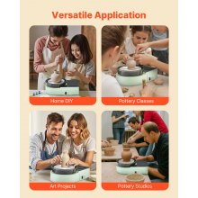 VEVOR Mini Pottenbakkersschijfmachine Elektrisch 158mm Kleischijf voor Kinderen Groen