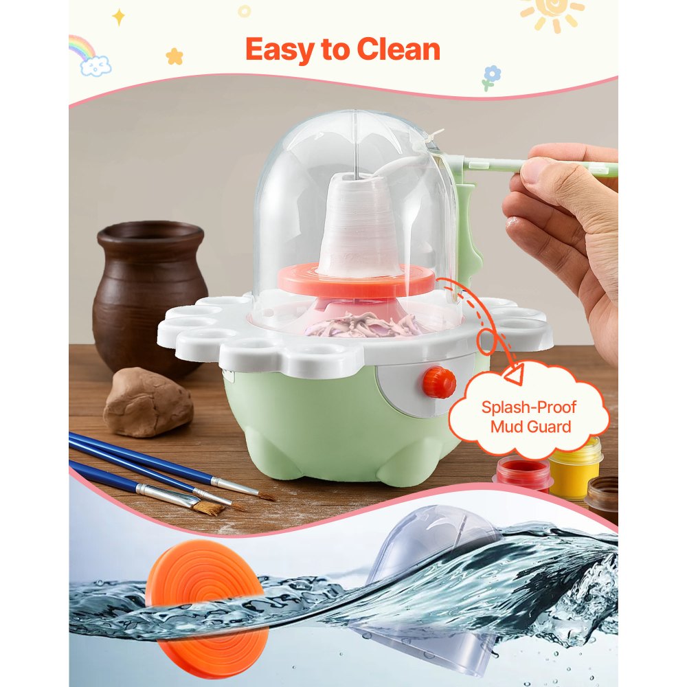 VEVOR Mini pottenbakkersschijfmachine met 50/80 mm draaiplateau en regelbare snelheid, elektrische kleischijf voor beginners, complete pottenbakkersset met klei-beeldhouwgereedschap, DIY Groen