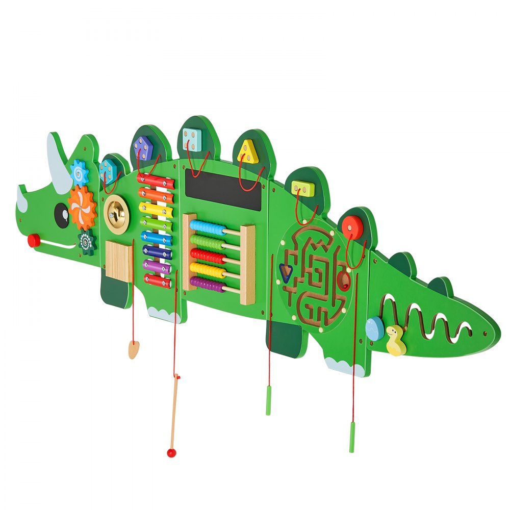 VEVOR Dinosaurus Activiteitenmuur, Motoriekbord, 11 Spellen, Montessori Sensorisch Bord voor Kinderen van 3-12 Jaar, Leeractiviteitencentrum, Ideaal voor de Speelkamer, Kleuterschool, Klaslokaal