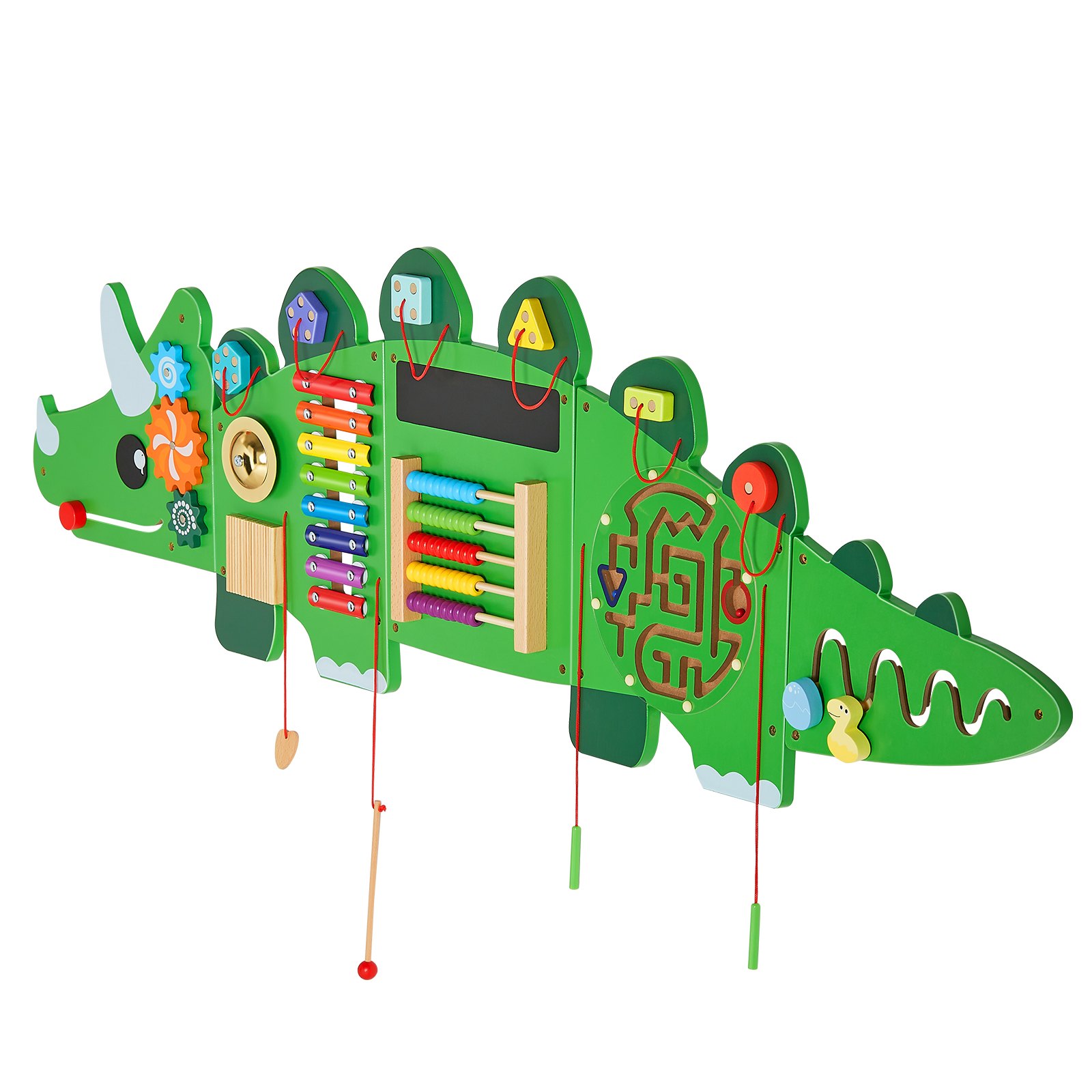 VEVOR Dinosaurus Activiteitenmuur, Motoriekbord, 11 Spellen, Montessori Sensorisch Bord voor Kinderen van 3-12 Jaar, Leeractiviteitencentrum, Ideaal voor de Speelkamer, Kleuterschool, Klaslokaal