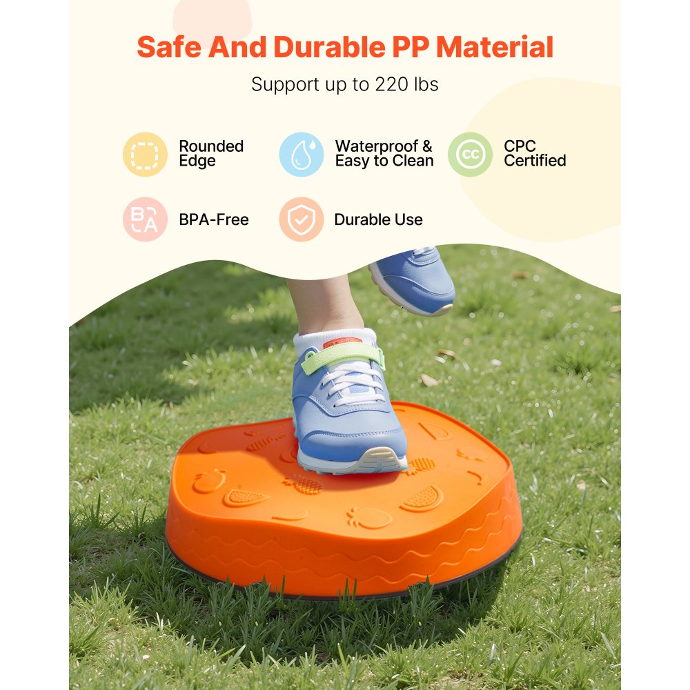 VEVOR Balance Stepping Stones for Kids, 6 PCS, Up to 220 lbs, Non-Slip Toddlers Sensory Stepping Stones, Obstacle Course Coordination Game Toys Indoor or Outdoor Play for Children Aged 3 4 5 6 7 8+