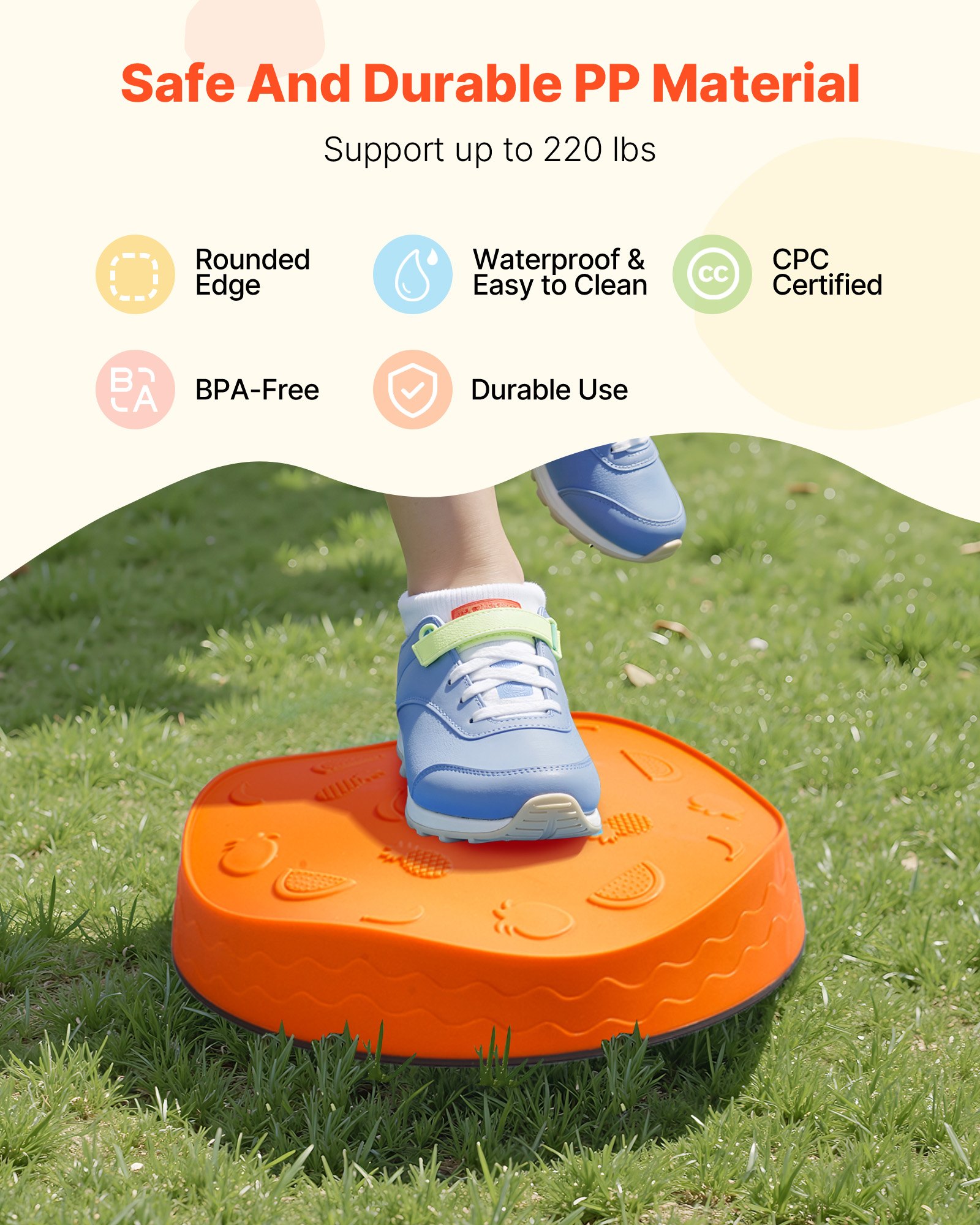 VEVOR Balance Stepping Stones for Kids, 6 PCS, Up to 220 lbs, Non-Slip Toddlers Sensory Stepping Stones, Obstacle Course Coordination Game Toys Indoor or Outdoor Play for Children Aged 3 4 5 6 7 8+