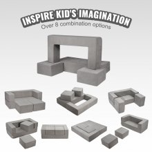 VEVOR speelsofa modulaire speelmeubels modulaire kindersofa bouwstenen set grijs