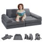 VEVOR Modular Kids Play Couch 10Pcs DIY Creative Toddler Sectional Sofa Grey