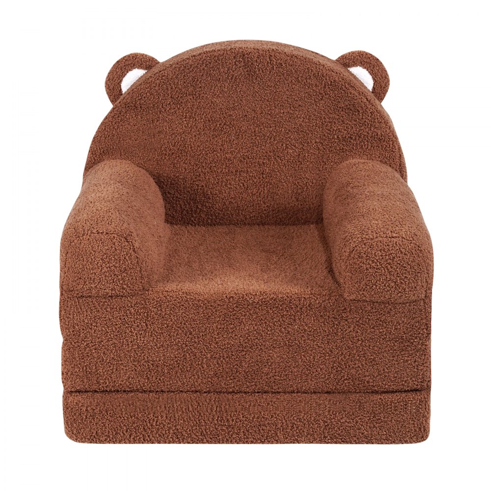 VEVOR Kinderbank 2-in-1 Omvormbare kinderbank naar relaxfauteuil, uitklapbare kinderbank, peuterbed, opvouwbare kinderspeelbank om in te slapen, bruin 114 x 50 x 36 cm
