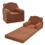 VEVOR Kinderbank 2-in-1 Omvormbare kinderbank naar relaxfauteuil, uitklapbare kinderbank, peuterbed, opvouwbare kinderspeelbank om in te slapen, bruin 114 x 50 x 36 cm