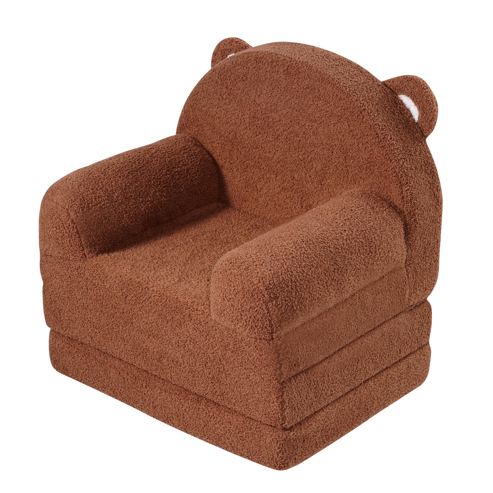 VEVOR Kinderbank 2-in-1 Omvormbare kinderbank naar relaxfauteuil, uitklapbare kinderbank, peuterbed, opvouwbare kinderspeelbank om in te slapen, bruin 114 x 50 x 36 cm