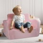 VEVOR Kinderbank 2-in-1 Omvormbare kinderbank naar relaxfauteuil, Uitklapbare kinderbank, Kinderfauteuil, Peuterbed, Opvouwbare kinderspeelbank, Kinderbank Roze 104 x 58 x 32 cm