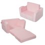 VEVOR Kinderbank 2-in-1 Omvormbare kinderbank naar relaxfauteuil, Uitklapbare kinderbank, Kinderfauteuil, Peuterbed, Opvouwbare kinderspeelbank, Kinderbank Roze 104 x 58 x 32 cm