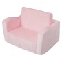 VEVOR Kinderbank 2-in-1 Omvormbare kinderbank naar relaxfauteuil, Uitklapbare kinderbank, Kinderfauteuil, Peuterbed, Opvouwbare kinderspeelbank, Kinderbank Roze 104 x 58 x 32 cm