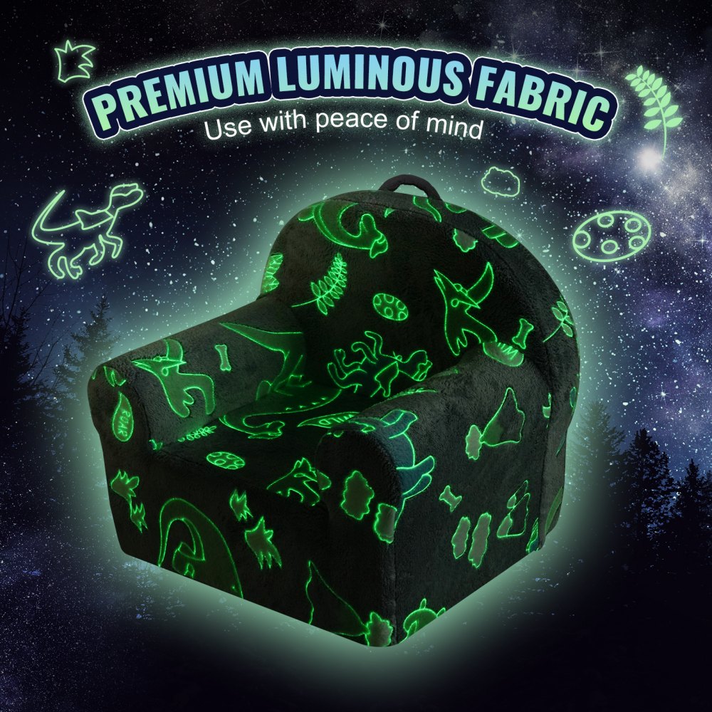 VEVOR Kinderbank Peuterstoel Glow in the Dark, Zachte en comfortabele peuterbank, Bank Pluche Knuffelige Leesstoel voor Kinderen, Kleine Armleuningstoel Speelkamermeubels Cadeaus